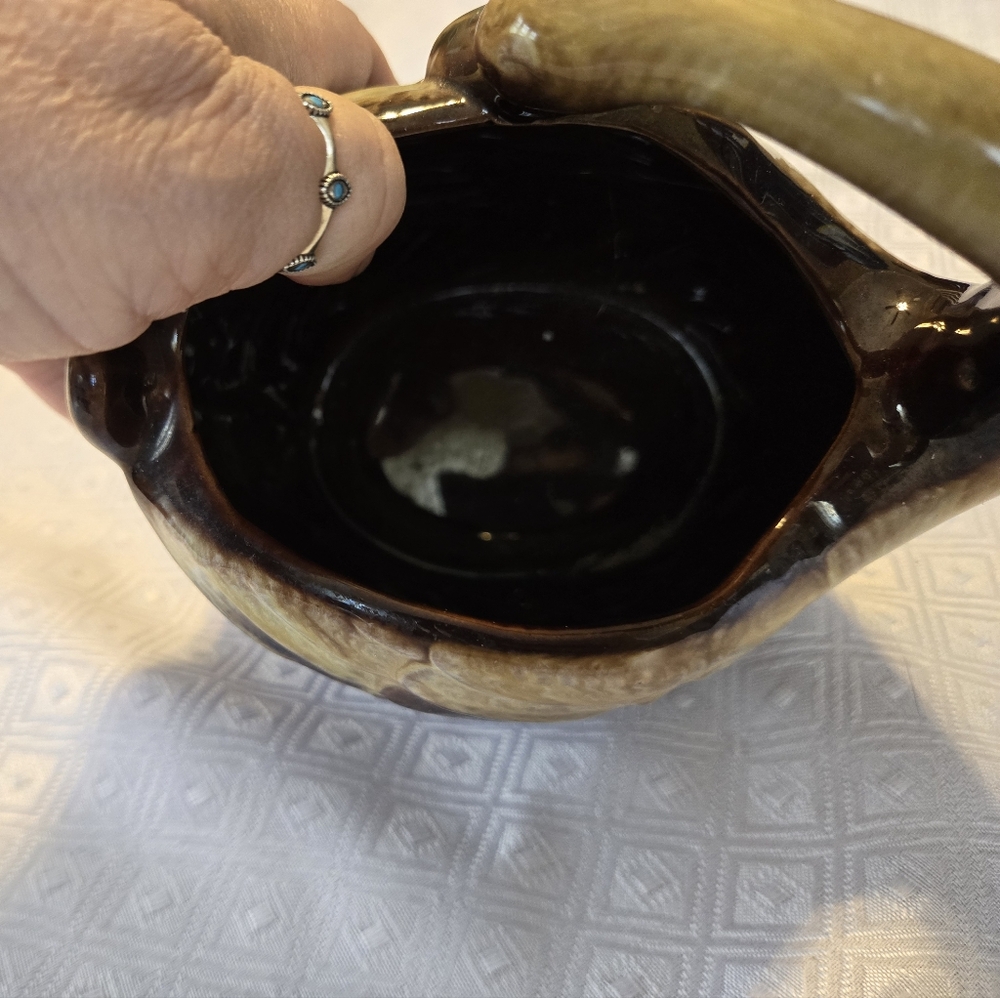 Beautiful Norcrest swan bowl flower vase brown and cream E789 never used - Picture 8 of 12